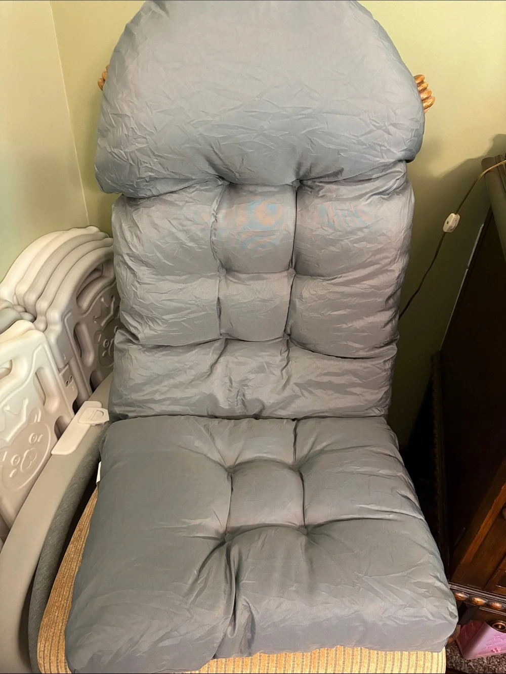 Outdoor Adirondack chair Padded High-Back Seat Cushion Light Gray weatherproof